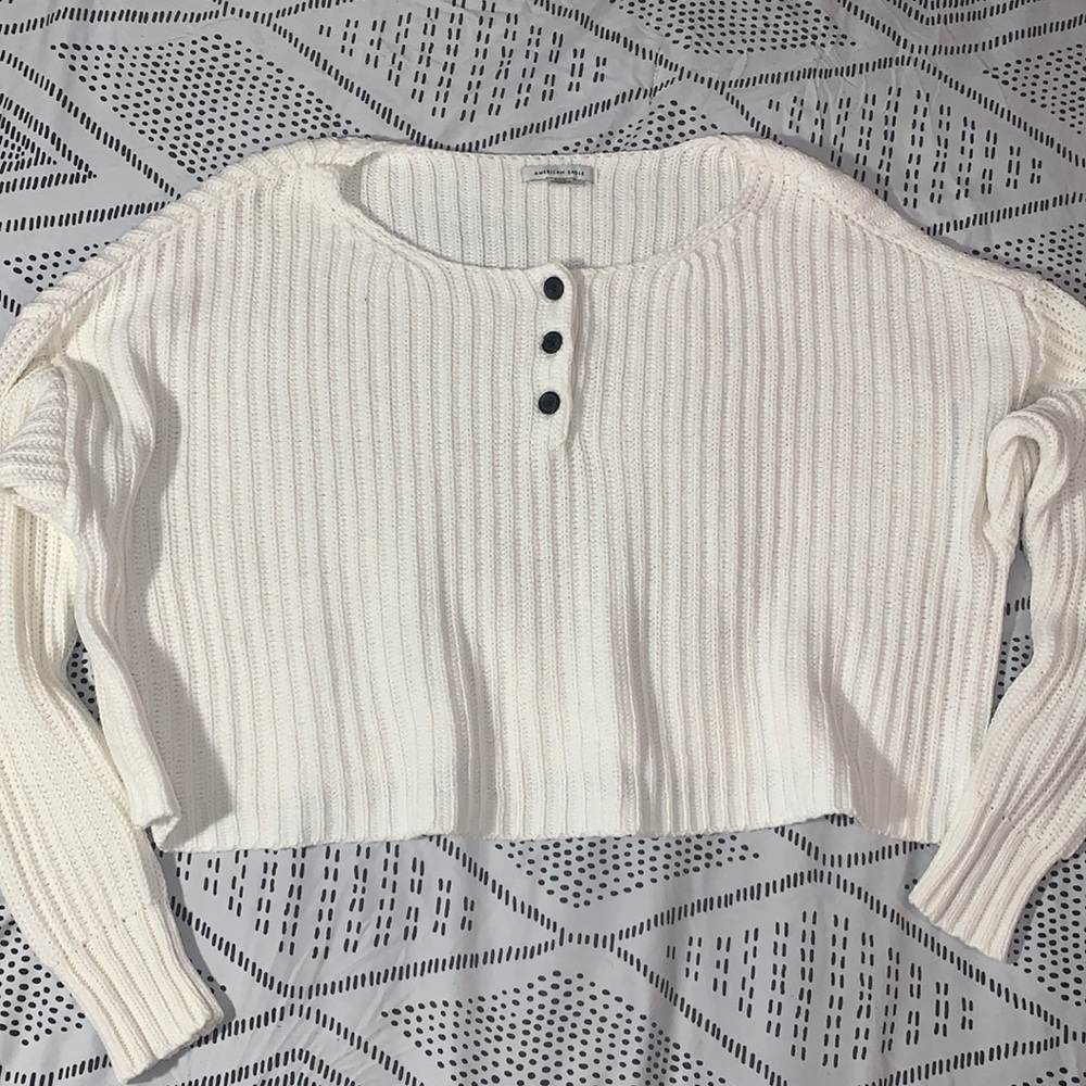 American Eagle White Knit sweater size small